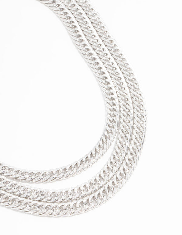 Silver Curb Chain Layered Necklace
