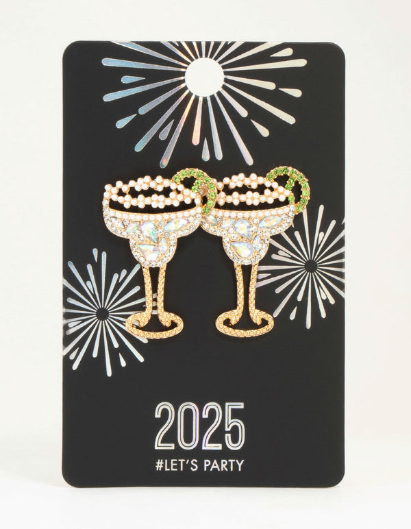 Gold Margarita Cocktail Drop Earrings