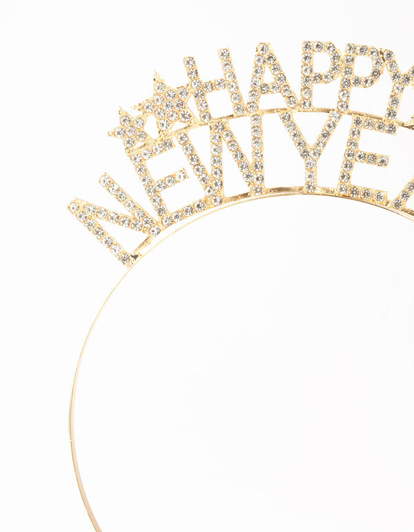 Gold Diamante Happy New Year Headband