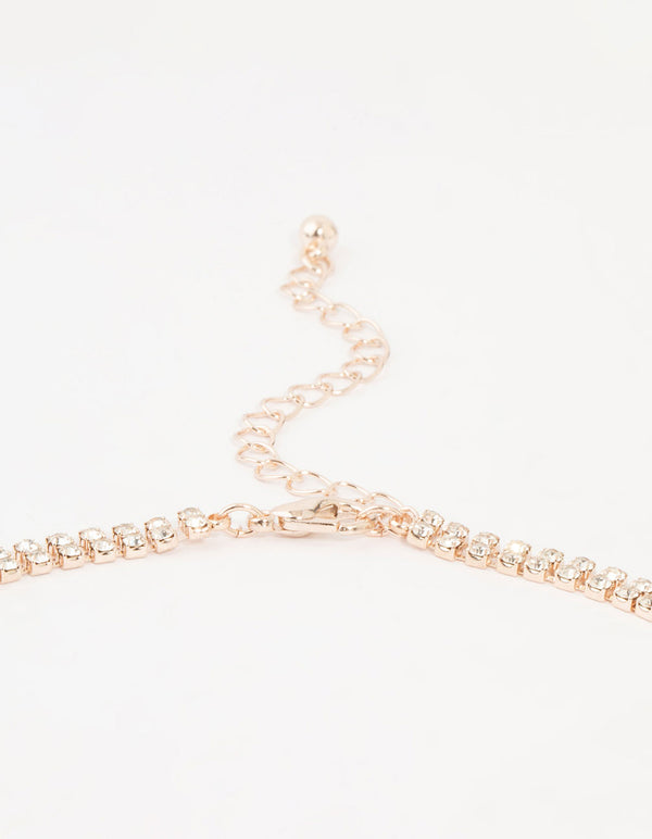 Rose Gold Diamante Tassel Y-Necklace