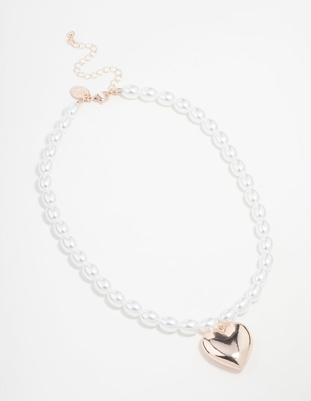 Rose Gold Pearl Heart Pendant Necklace