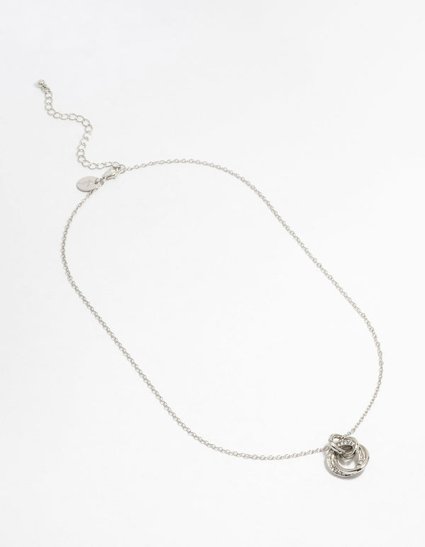 Silver Diamante Circle Link Pendant Necklace