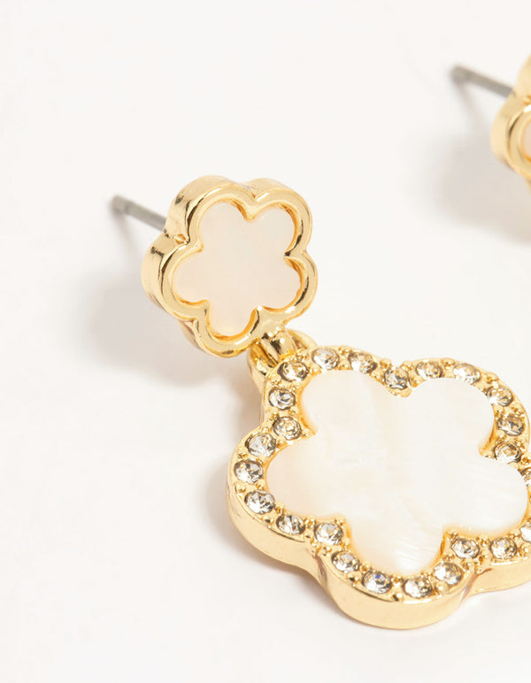 Gold Plated Flower Drop Earrings