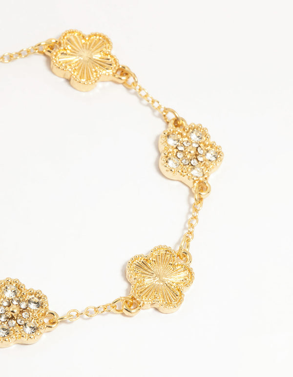Gold Plated Brass Flower Bracelet