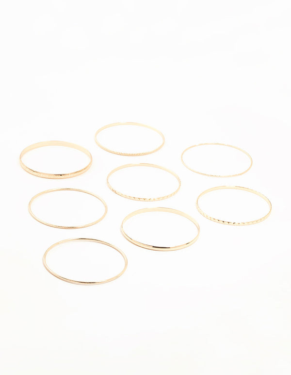 Gold Mixed Textured Bangles 8-Pack