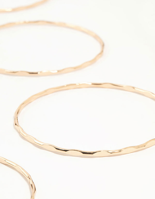 Gold Hammered Flat Bangles 9-Pack