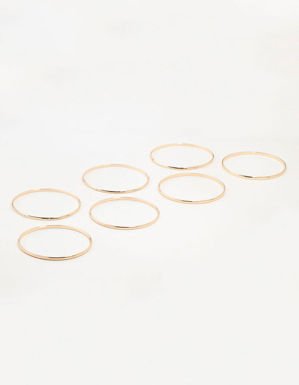 Gold Diamante Inlay & Clean Bangles 7-Pack