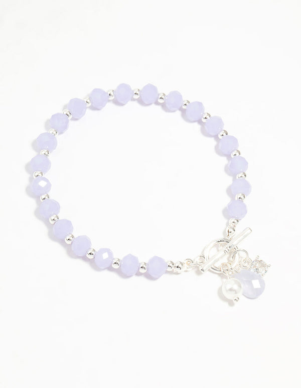 Silver Pearl & Diamante Beaded T&O Bracelet