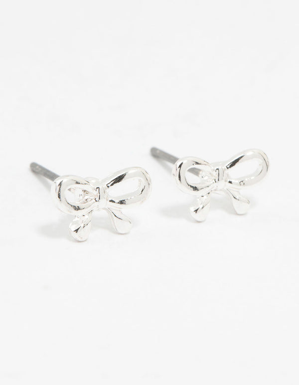 Silver Petite Bow Stud Earrings