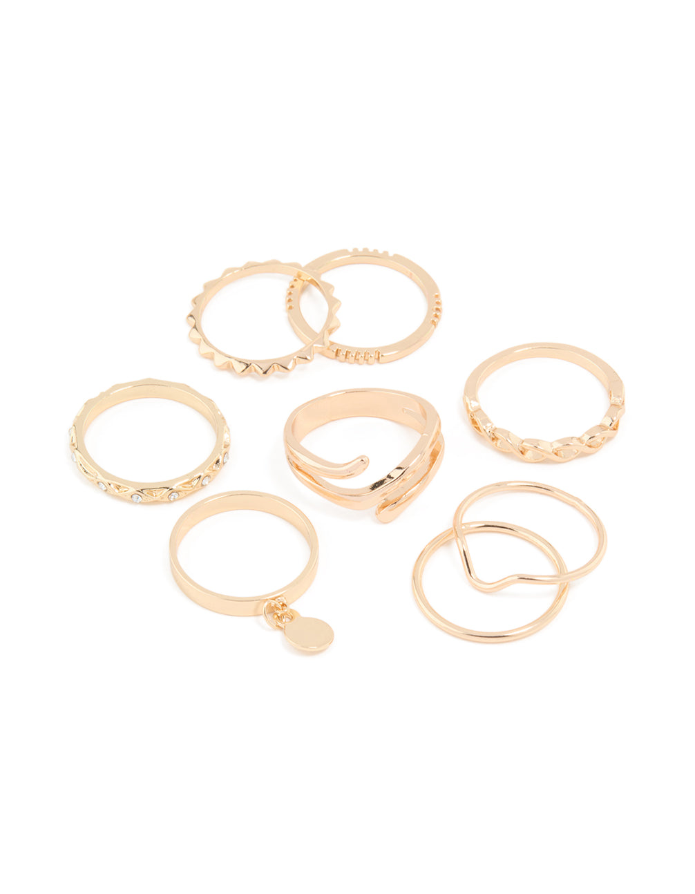 Gold Swirl Mixed Stacking Rings 8-Pack