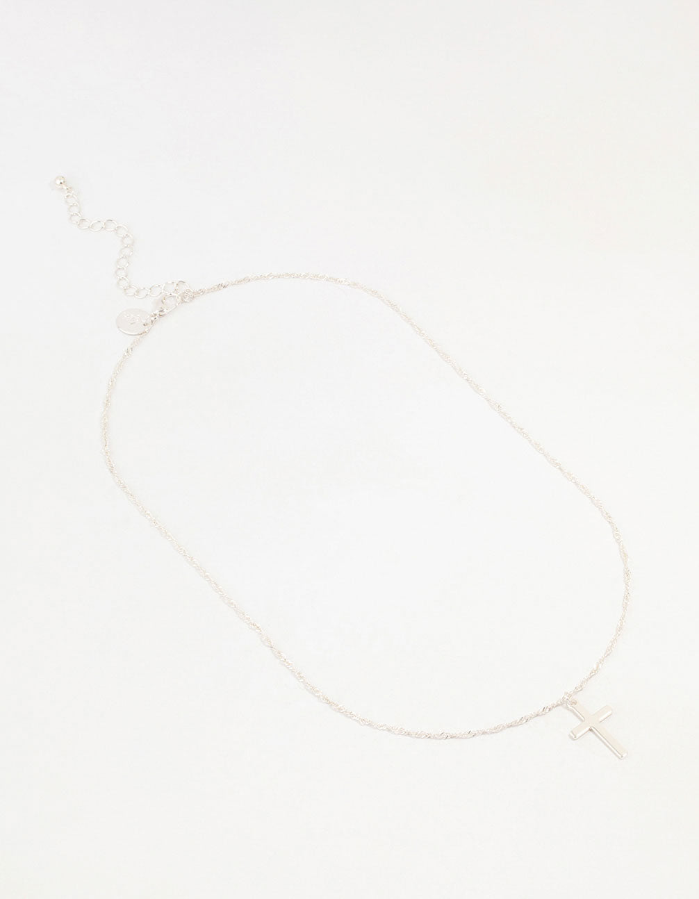 Silver Cross Twisted Chain Pendant Necklace
