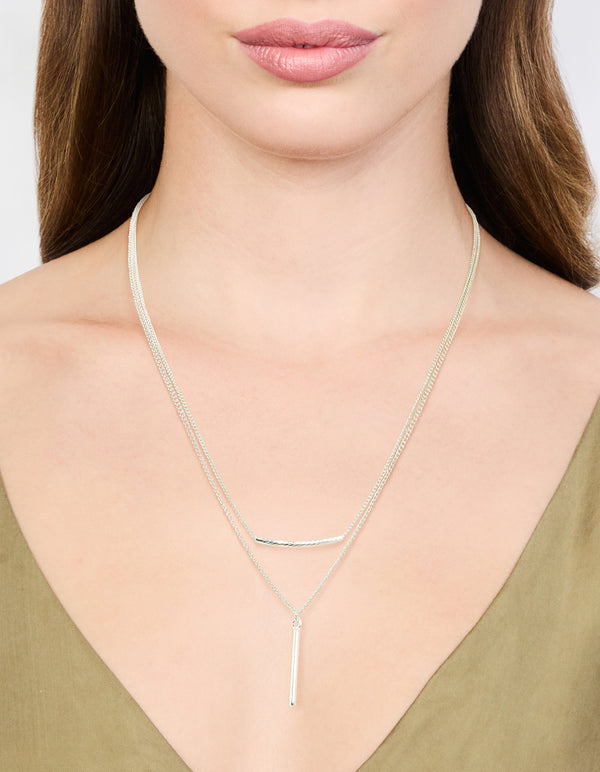 Silver Bar Layered Necklace