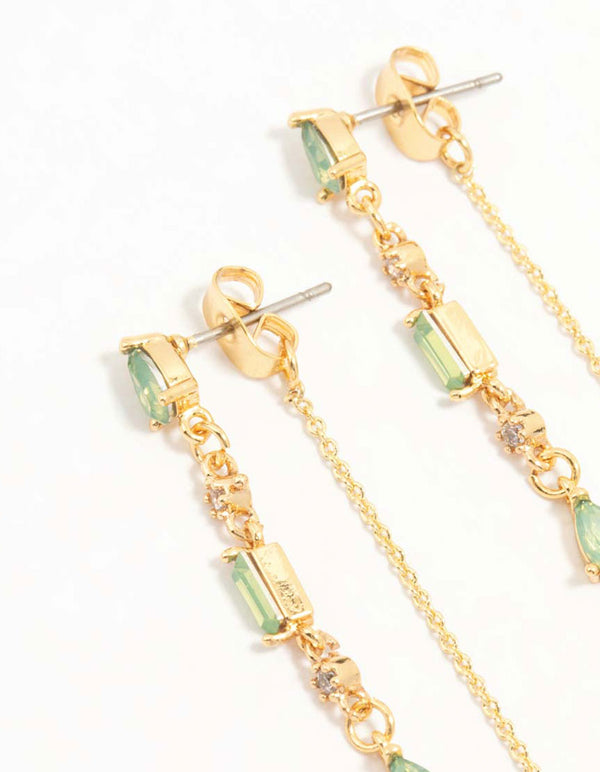 Gold Plated Cubic Zirconia Pear Huggie Earrings
