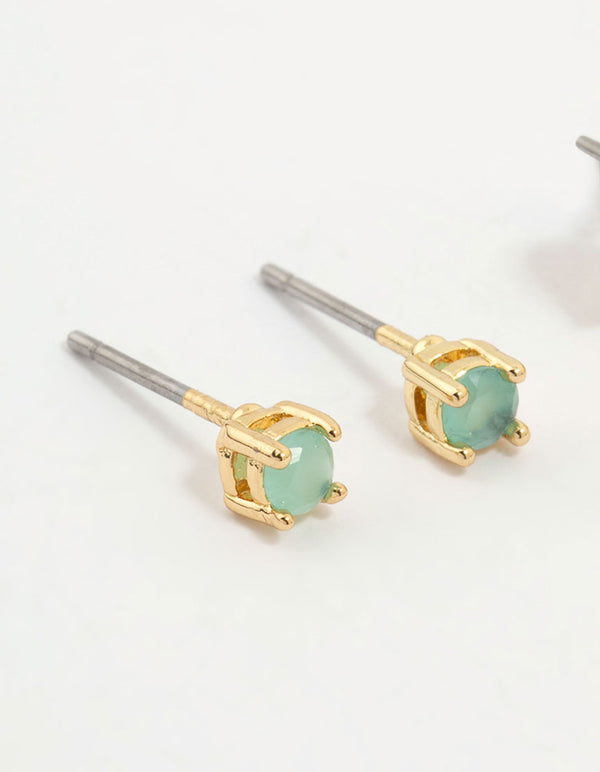 Gold Plated Cubic Zirconia Popsicle & Ice Cream Earrings 3-Pack