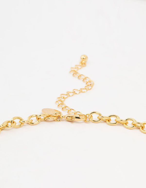 Gold Plated Evil Eye & Clover Charm Necklace