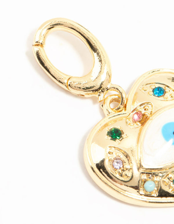 Gold Plated Evil Eye Heart Charm