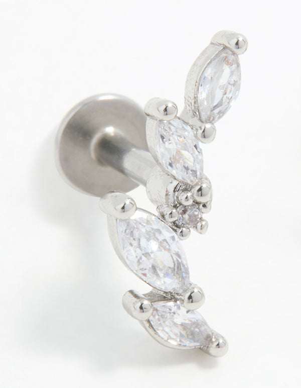 Surgical Steel Marquise Crawler Flat Back Earrings 2-Pack