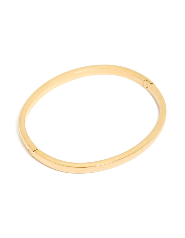 Waterproof Gold Plated Stainless Steel Solid Hinge Bangle