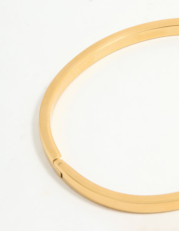 Waterproof Gold Plated Stainless Steel Solid Hinge Bangle