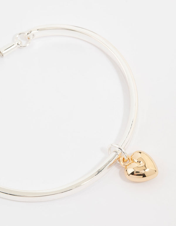 Mixed Metals Heart Toggle Bangle
