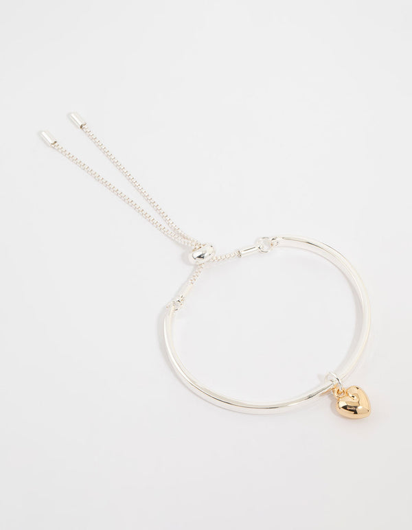 Mixed Metals Heart Toggle Bangle