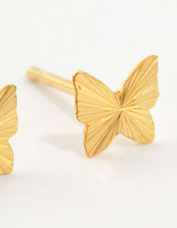 Gold Plated Sterling Silver Butterfly Stud Earrings