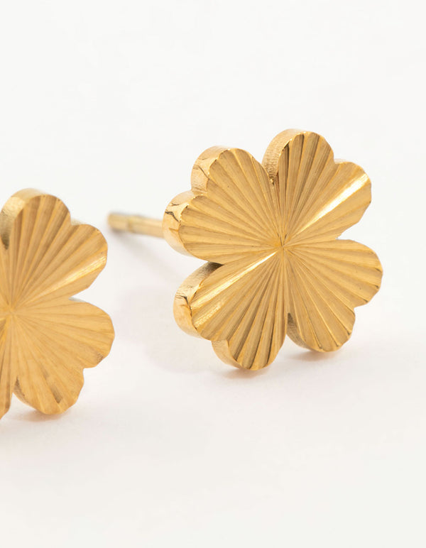 Waterproof Gold Plated Stainless Steel Flower Stud Earrings