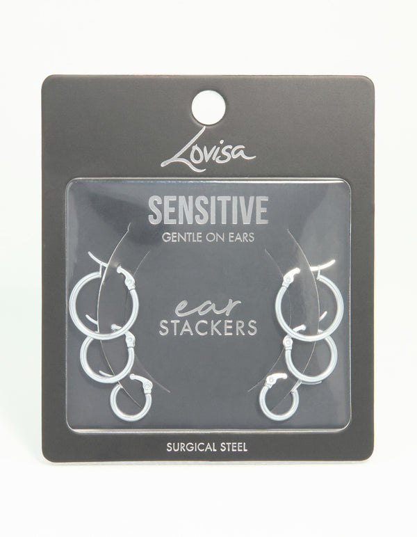 Surgical Steel Clasp Hoop Earrings 2-Pack