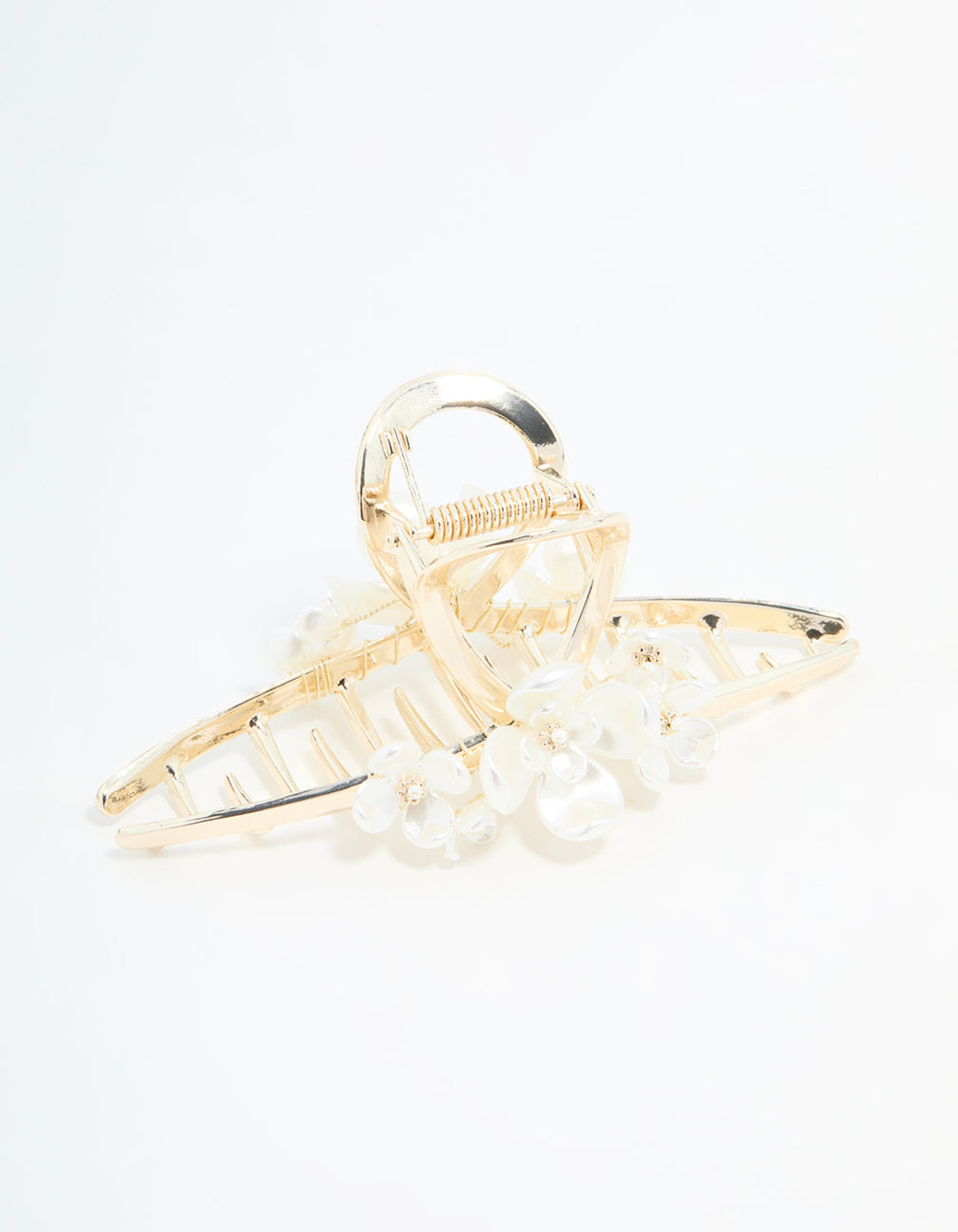 Gold Pearl Flower Cluster Claw Clip