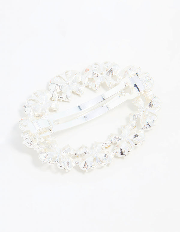 Silver Diamante Butterfly Wreath Hair Clip