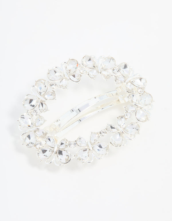 Silver Diamante Butterfly Wreath Hair Clip