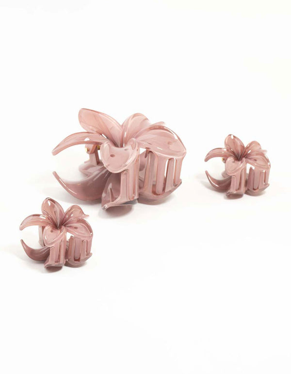 Dusty Pink Frangipani Claw Clips 3-Pack