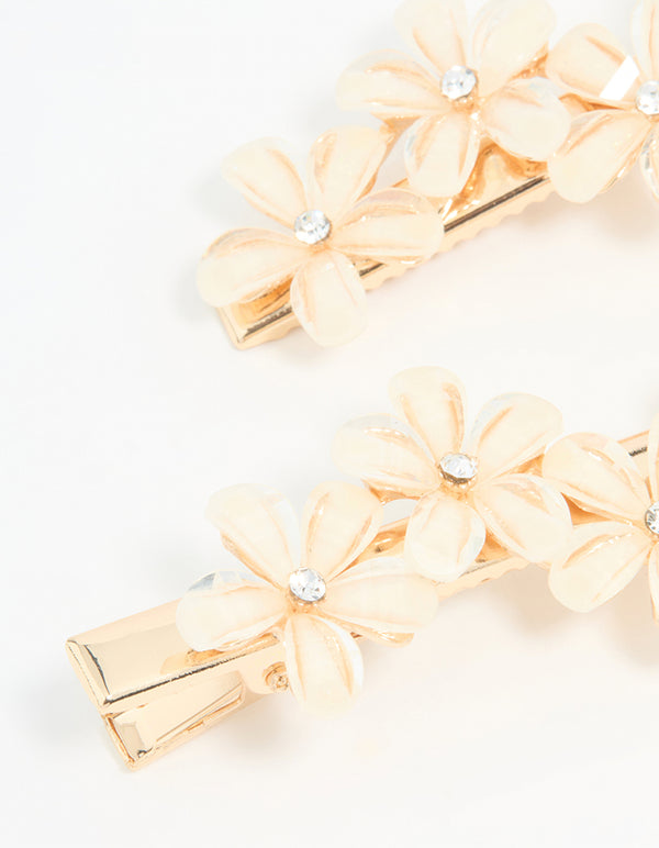 Gold Diamante Mini Flower Clips 2-Pack