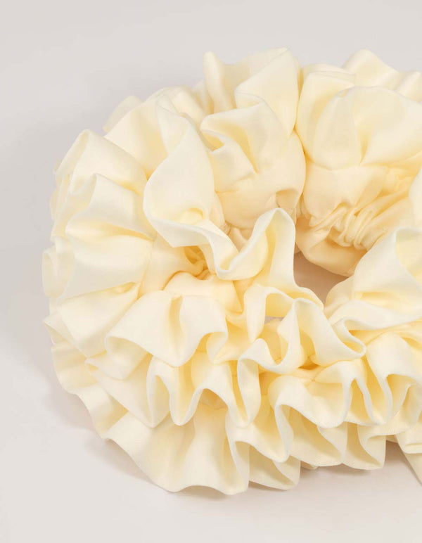 Cream Ruffle Fabric Oversized Scrunchie