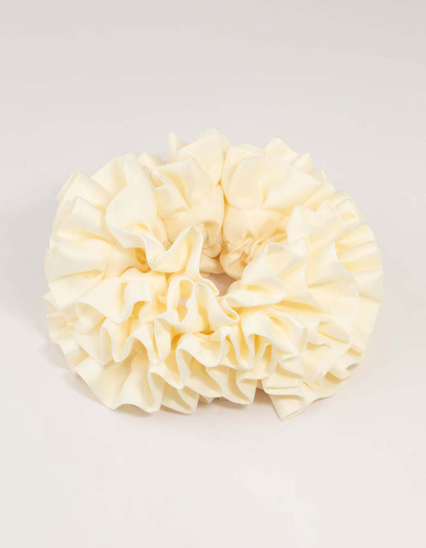 Cream Ruffle Fabric Oversized Scrunchie