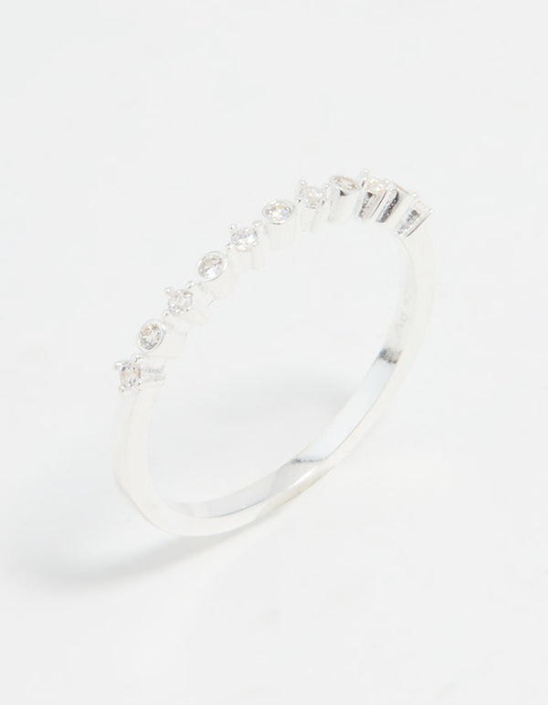Sterling Silver Circle Pave Ring
