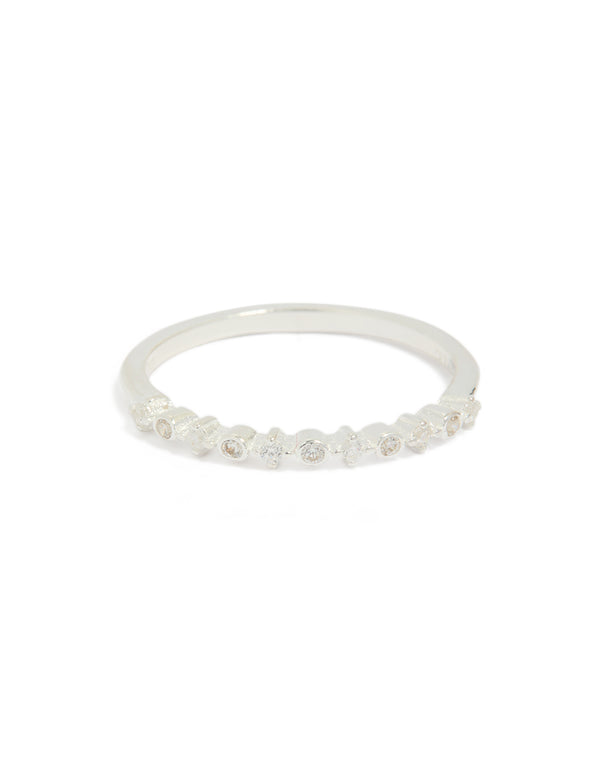 Sterling Silver Circle Pave Ring