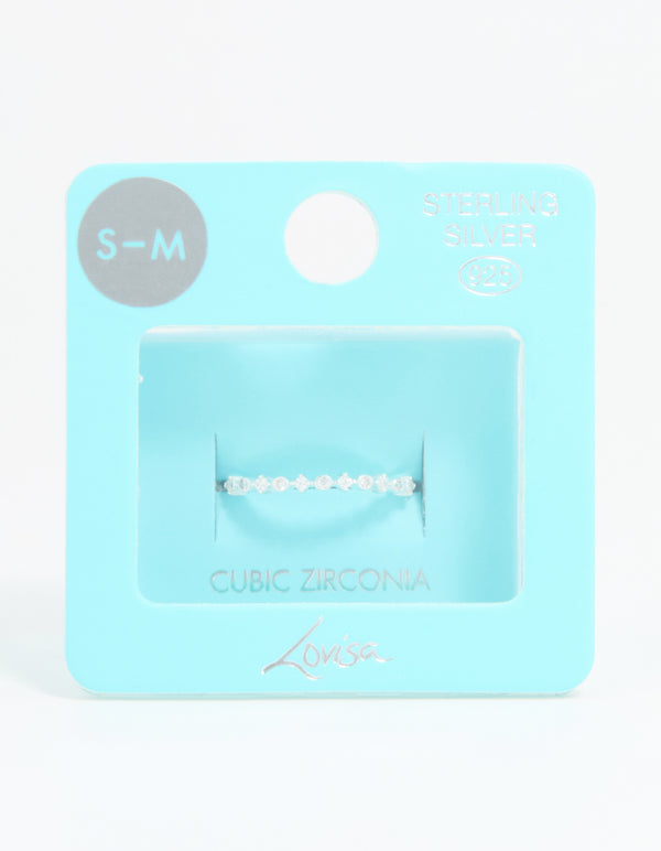 Sterling Silver Circle Pave Ring