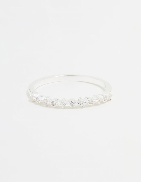 Sterling Silver Circle Pave Ring