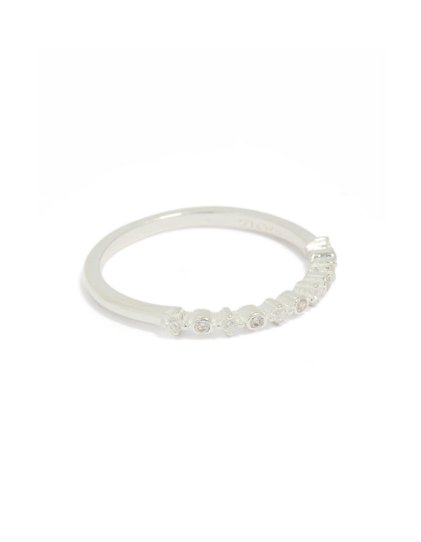 Sterling Silver Circle Pave Ring
