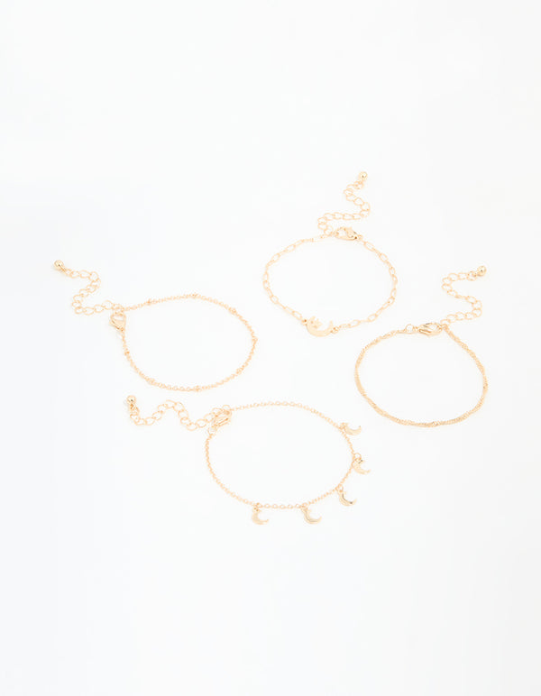 Gold Moon Celestial Bracelets 4-Pack