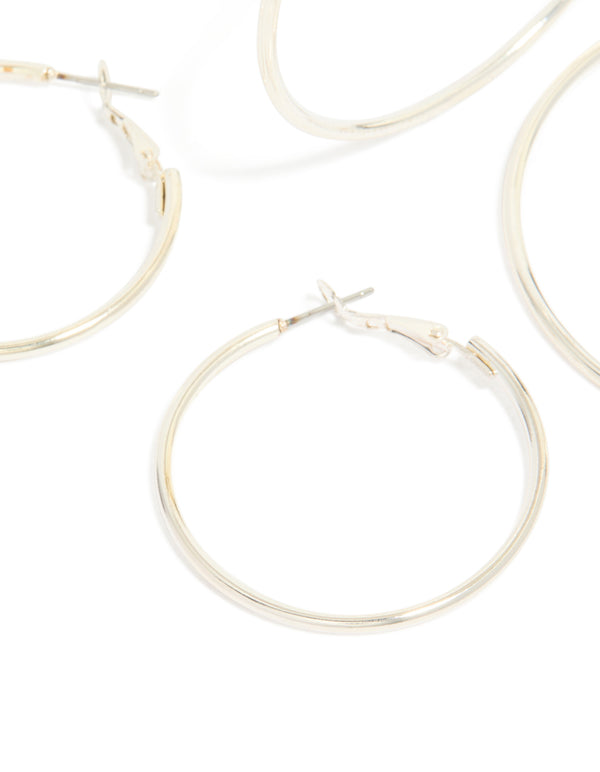 Silver Mixed Size Hoop Earrings 2-Pack