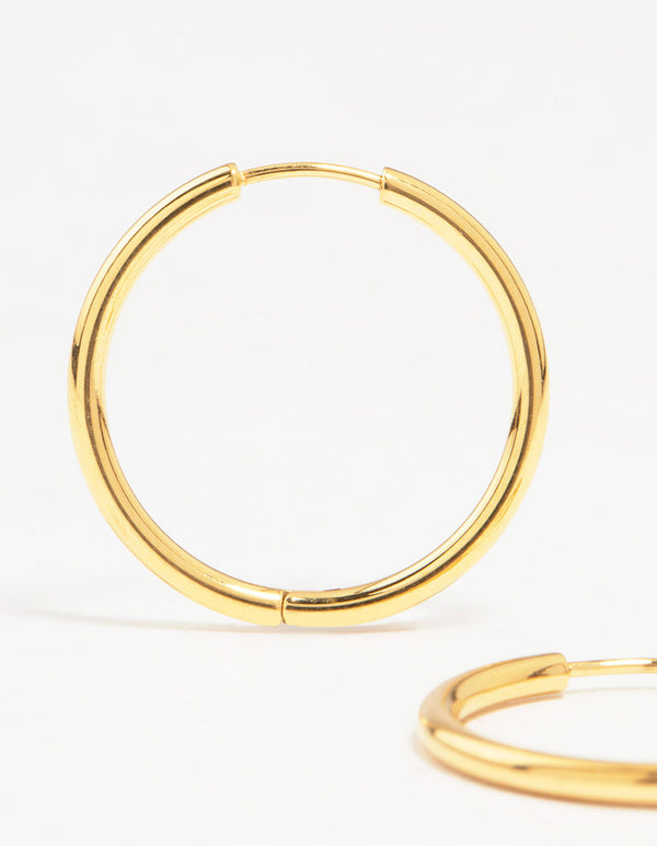 Gold Plated Surgical Steel Polished Hoop Earrings