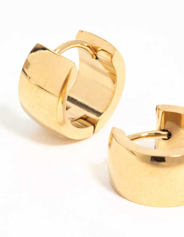 Gold Plated Surgical Steel Wide Huggie Earrings