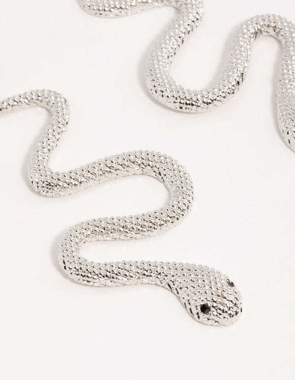 Silver Pearl Snake Drop Earrings