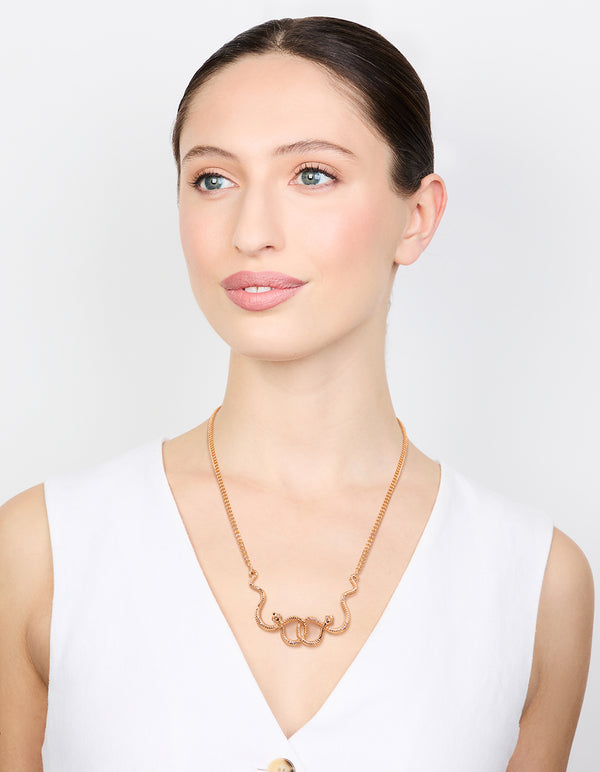 Gold Snake Pendant Necklace