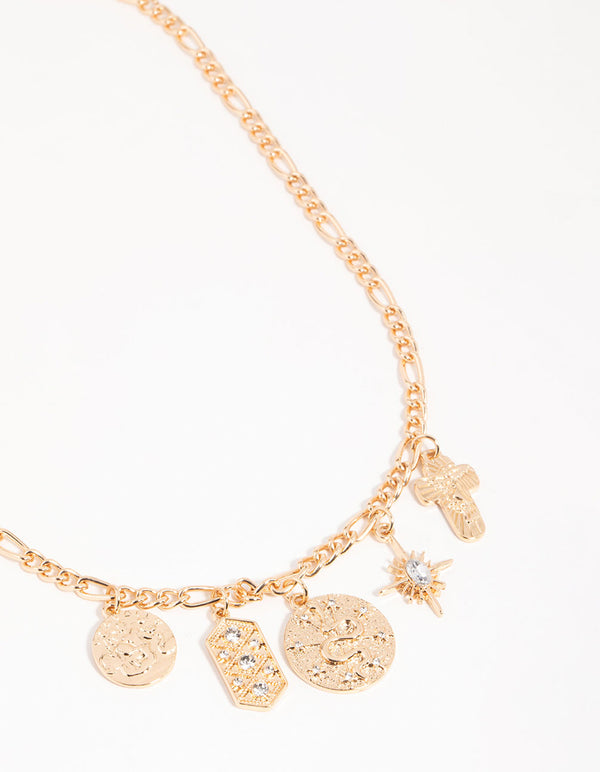 Gold Snake Charm Necklace