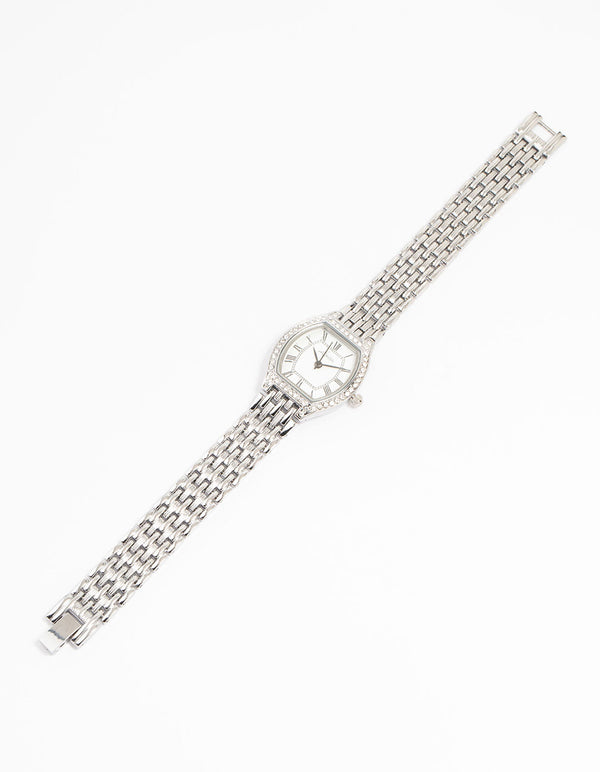 Silver Diamante Roman Numeral Small Watch