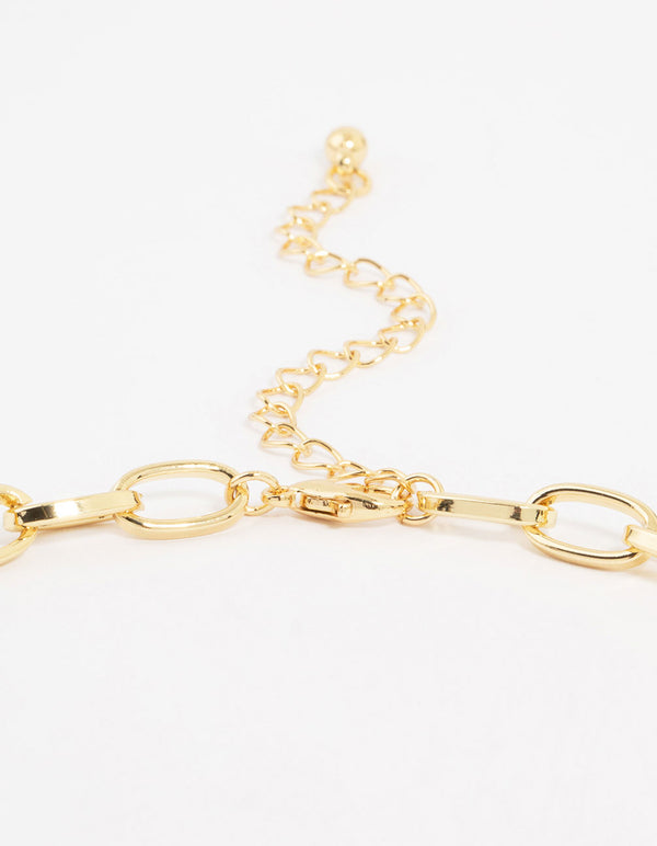 Gold Plated Heart Pendant Charm Necklace