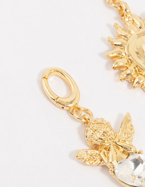Gold Plated Angel & Sun Charms 3-Pack